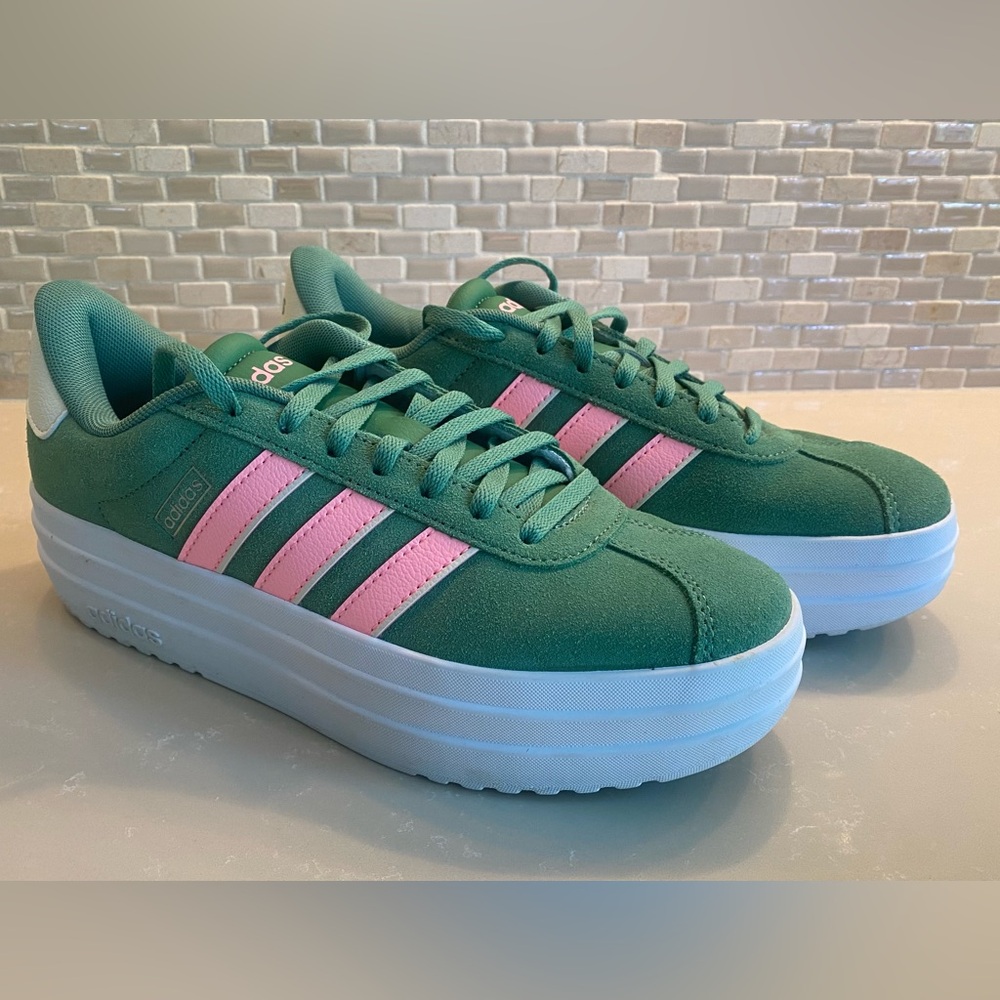 Adidas Women's Platform Sneakers in Green and Pink